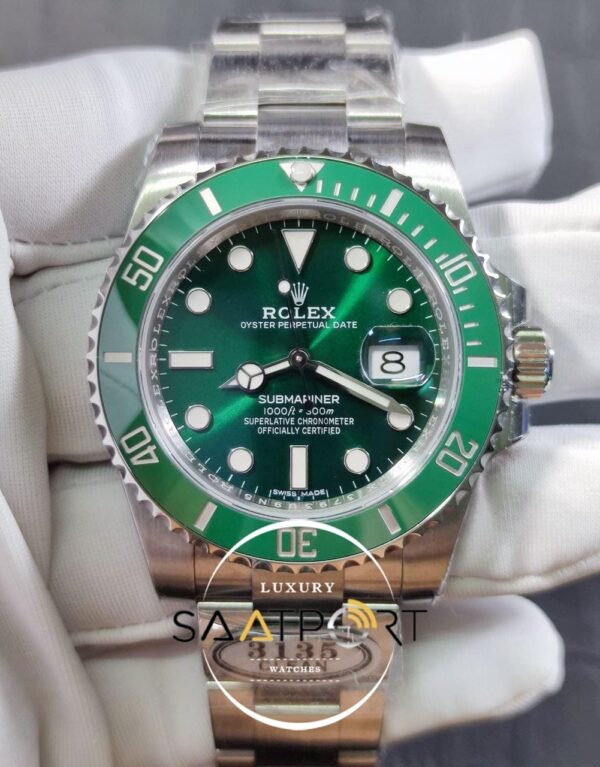Rolex Submariner 116610LV 904L Yeşil Kadran Hulk Clean 3135 Super Clone Plus ETA (1)