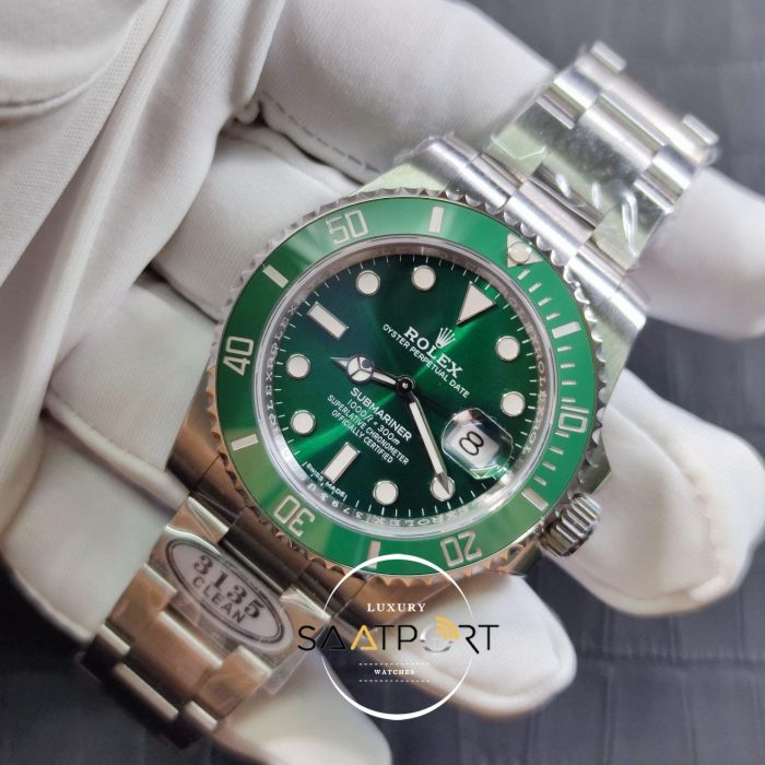 Rolex Submariner 116610LV 904L Yeşil Kadran Hulk Clean 3135 Super Clone Plus ETA