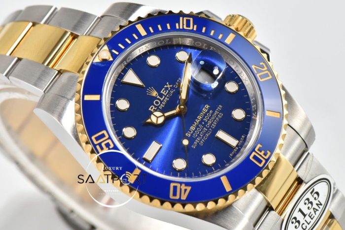 Rolex Submariner 116613LB 18K Altın Kaplama Mavi Kadran 3135Clean Super Clone Plus ETA