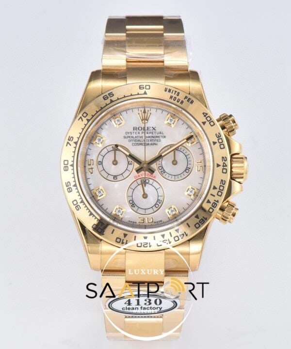 Rolex 116508 Daytona Clean Factory Taşlı Beyaz Kadran 40 mm Super Clone ETA