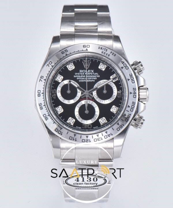 Rolex 116520 Daytona Clean Factory Taşlı Siyah Kadran 40 mm Super Clone ETA