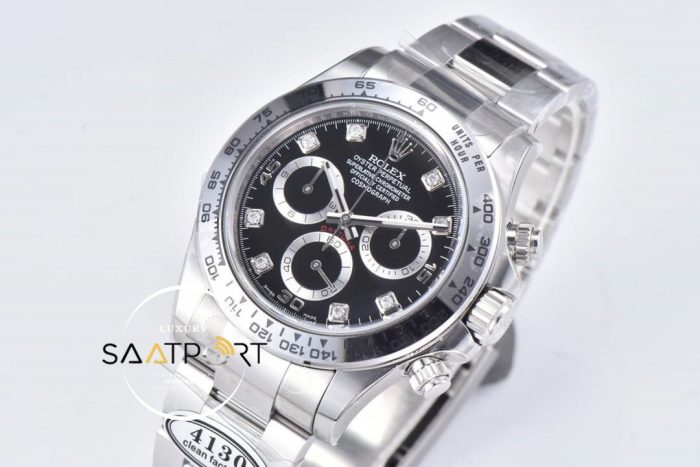 Rolex 116520 Daytona Clean Factory Taşlı Siyah Kadran 40 mm Super Clone ETA