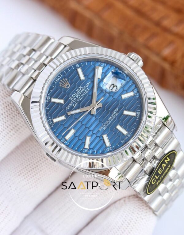 Rolex 41mm Datejust 904L Clean Factory Desenli Mavi Kadran 3235 Super Clone ETA