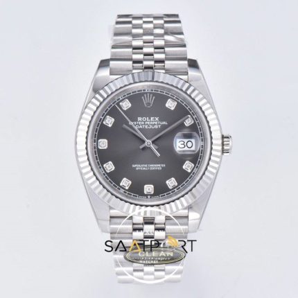 Rolex 41mm Datejust Taşlı Gri Kadran 904L Clean Factory 3235 Super Clone ETA