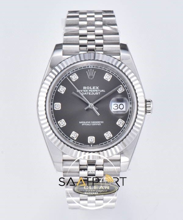 Rolex 41mm Datejust Taşlı Gri Kadran 904L Clean Factory 3235 Super Clone ETA