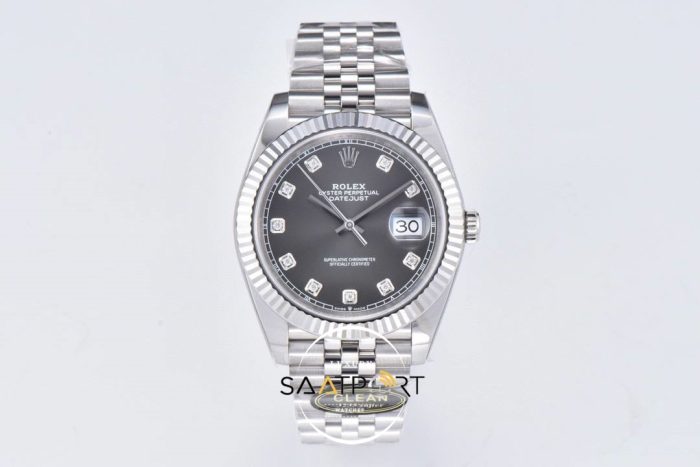 Rolex 41mm Datejust Taşlı Gri Kadran 904L Clean Factory 3235 Super Clone ETA