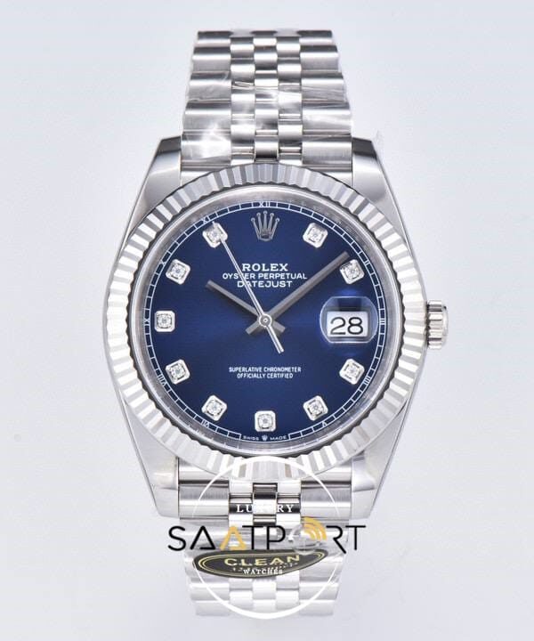 Rolex 41mm Datejust Taşlı Mavi Kadran 904L Clean Factory 3235 Super Clone ETA