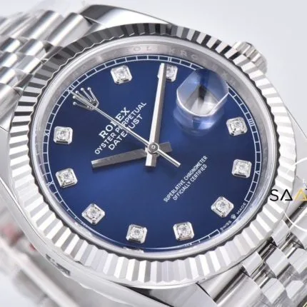 Rolex 41mm Datejust Taşlı Mavi Kadran 904L Clean Factory 3235 Super Clone ETA