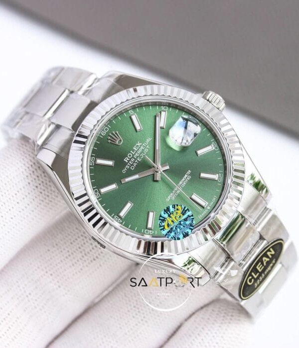 Rolex Clean Factory 41mm Datejust Yeşil Kadran 904L 3235 Super Clone ETA