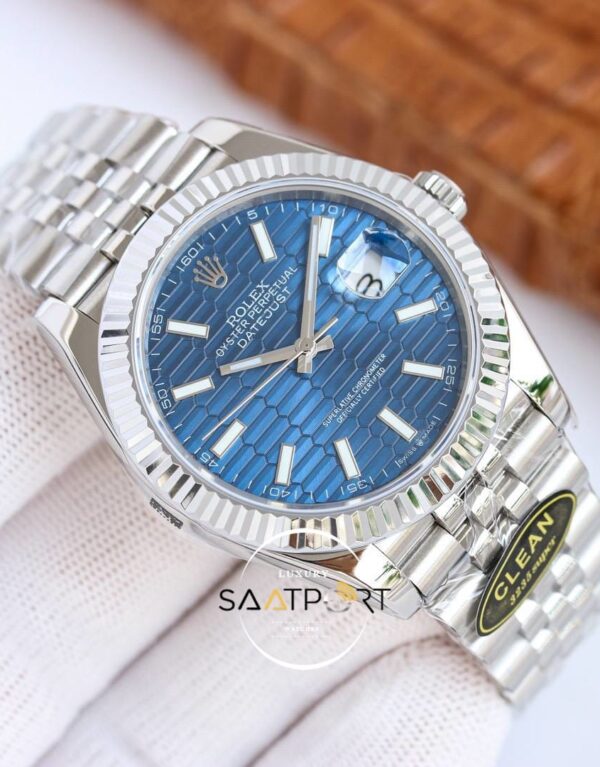 Rolex Datejust 41mm Clean Factory Desenli Mavi Kadran 3235 Super Clone ETA