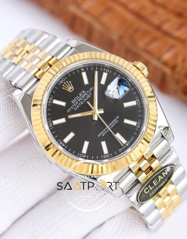 Rolex Datejust 41mm Clean Factory Jubile Kordon Siyah Kadran Kadran 3235 Super Clone ETA