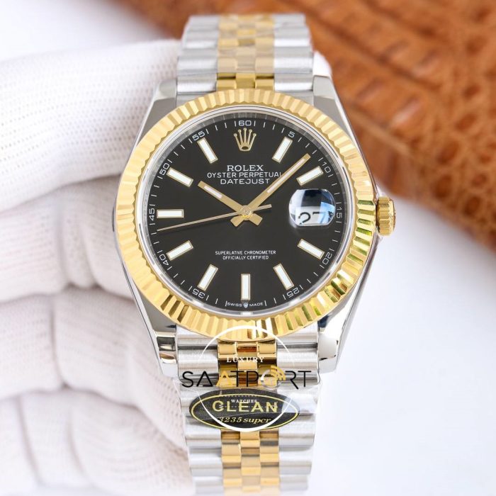 Rolex Datejust 41mm Clean Factory Jubile Kordon Siyah Kadran Kadran 3235 Super Clone ETA