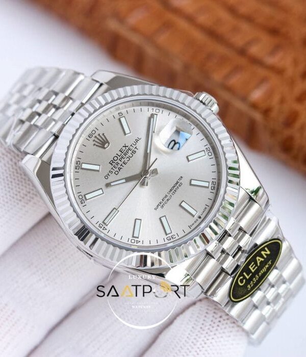 Rolex Datejust 904L Clean Factory 41mm Gümüş Kadran 3235 Super Clone ETA
