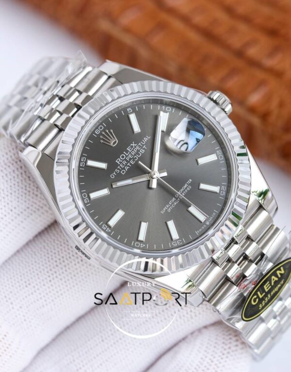Rolex Datejust 904L Clean Factory 41mm Koyu Gri Kadran 3235 Super Clone ETA