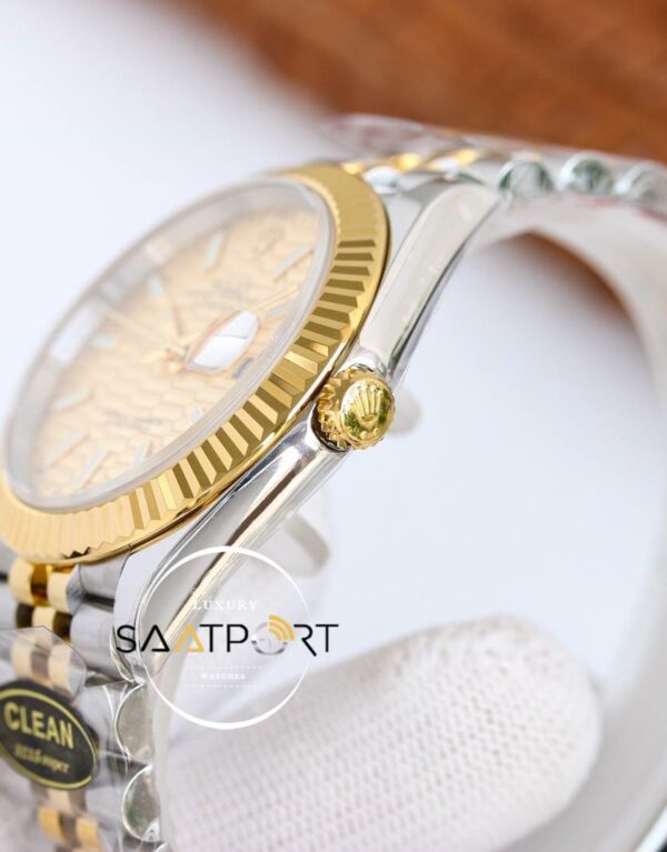 Rolex Datejust Clean Factory 41mm Desenli Gold Kadran 3235 Super Clone ETA