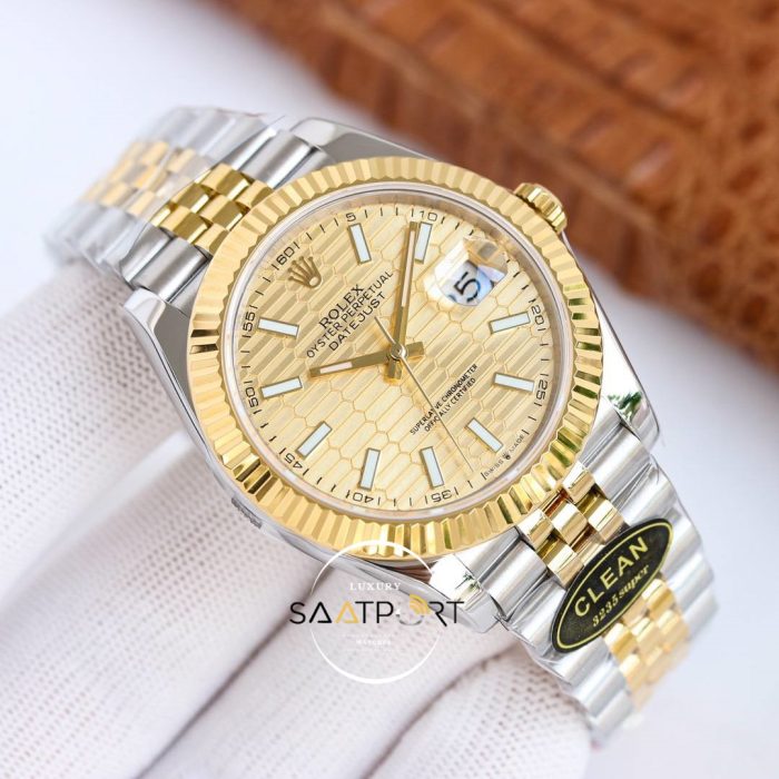 Rolex Datejust Clean Factory Desenli Gold Kadran 3235 Super Clone 41mm ETA