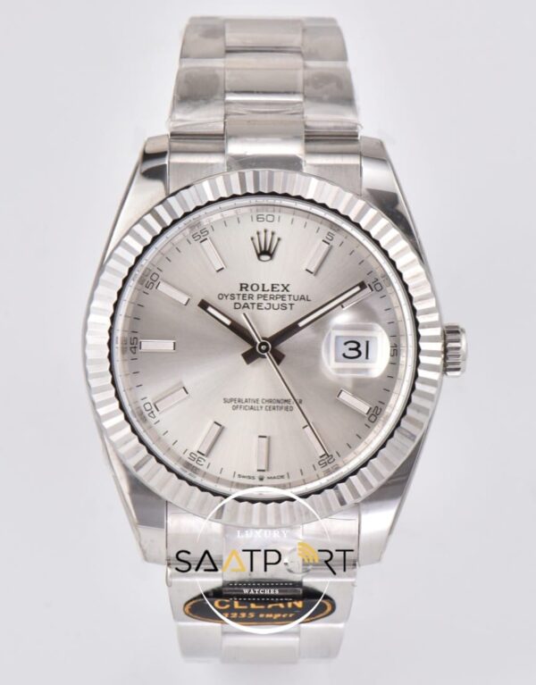 Rolex Datejust Gümüş Kadran Clean Factory Oyster Kordon 3235 Super Clone ETA