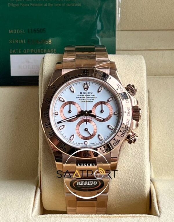 Rolex Daytona 116505 BT Factory Beyaz Kadran 40 mm 904L Çelik Kasa Super Clone ETA