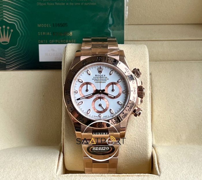 Rolex Daytona 116505 BT Factory Beyaz Kadran 40 mm 904L Çelik Kasa Super Clone ETA