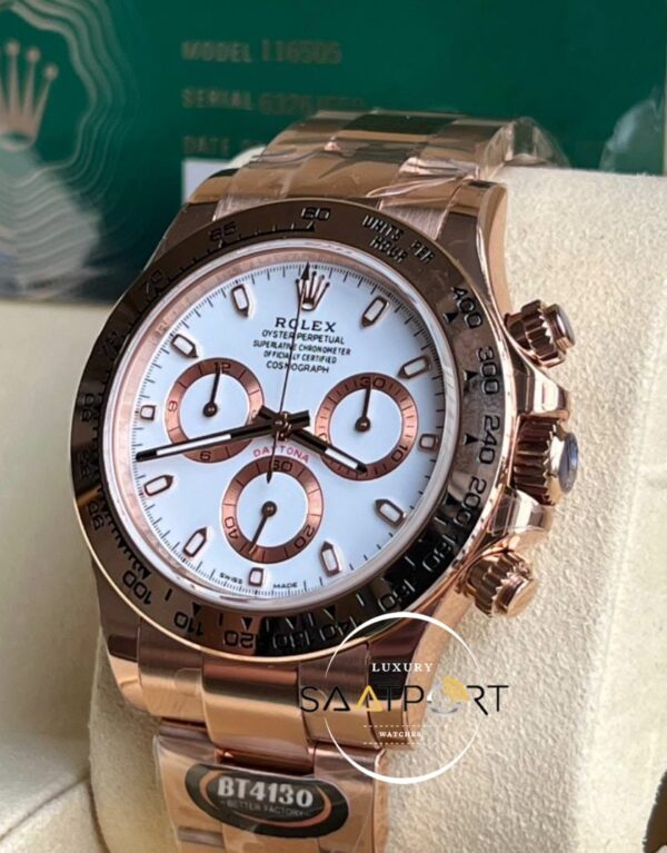 Rolex Daytona 116505 BT Factory Beyaz Kadran 40 mm 904L Çelik Kasa Super Clone ETA