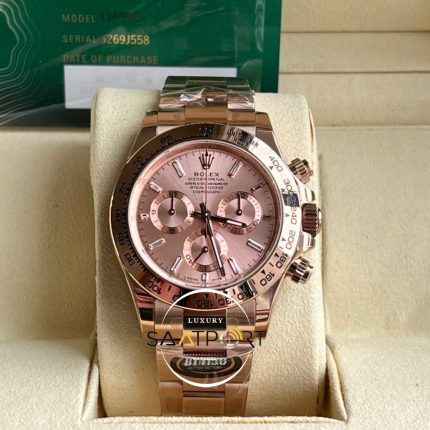 Rolex Daytona 116505 BT Factory Taşlı Pembe Kadran 40 mm 904L Çelik Kasa Super Clone ETA