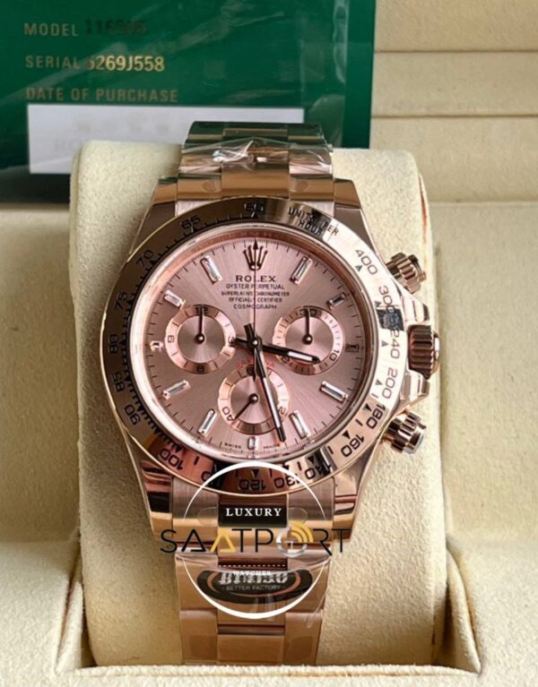 Rolex Daytona 116505 BT Factory Taşlı Pembe Kadran 40 mm 904L Çelik Kasa Super Clone ETA