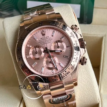 Rolex Daytona 116505 BT Factory Taşlı Pembe Kadran 40 mm 904L Çelik Kasa Super Clone ETA