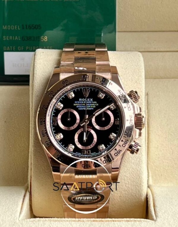 Rolex Daytona 116505 BT Factory Taşlı Siyah Kadran 40 mm 904L Çelik Kasa Super Clone ETA