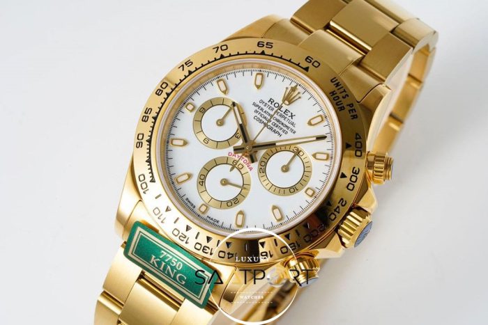 Rolex Daytona 116508 King Factory 40 mm Gold Kasa Beyaz Kadran Super Clone ETA