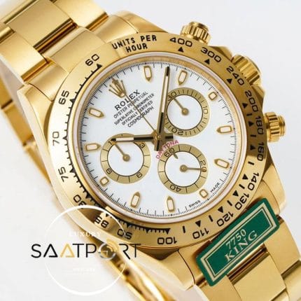 Rolex Daytona 116508 King Factory 40 mm Gold Kasa Beyaz Kadran Super Clone ETA