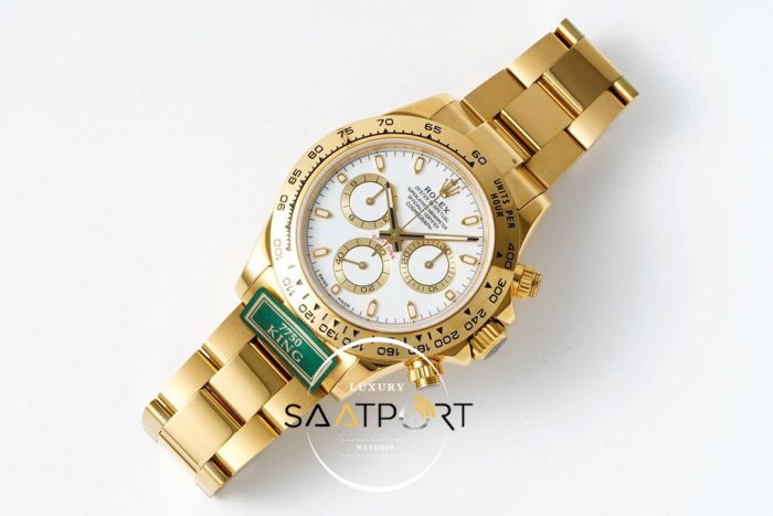 Rolex Daytona 116508 King Factory 40 mm Gold Kasa Beyaz Kadran Super Clone ETA