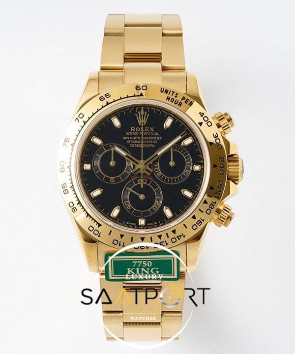 Rolex Daytona 116508 King Factory Siyah Kadran 40 mm Gold Kasa Super Clone ETA