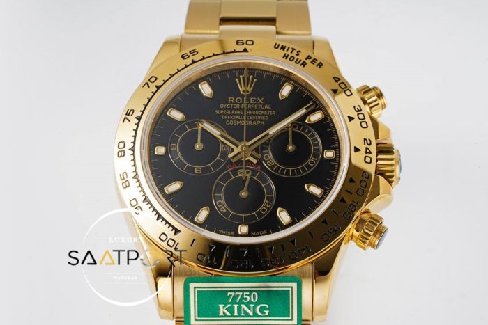 Rolex Daytona 116508 King Factory Siyah Kadran 40 mm Gold Kasa Super Clone ETA