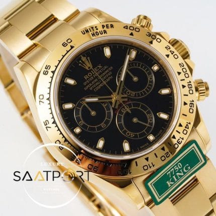 Rolex Daytona 116508 King Factory Siyah Kadran 40 mm Gold Kasa Super Clone ETA