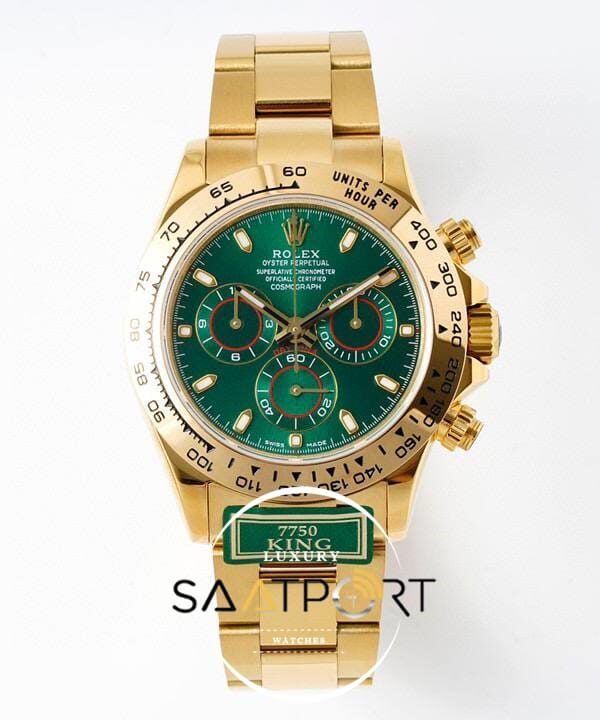 Rolex Daytona 116508 King Factory Yeşil Kadran 40 mm Gold Kasa Super Clone ETA