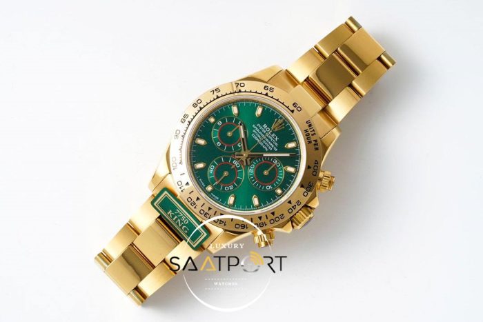 Rolex Daytona 116508 King Factory Yeşil Kadran 40 mm Gold Kasa Super Clone ETA