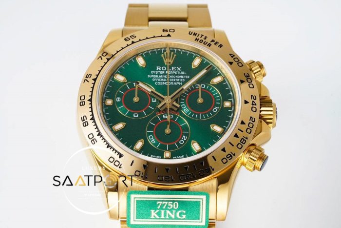 Rolex Daytona 116508 King Factory Yeşil Kadran 40 mm Gold Kasa Super Clone ETA