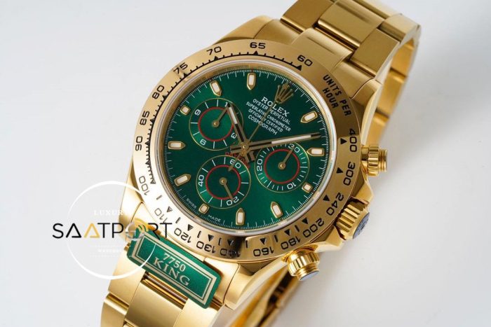 Rolex Daytona 116508 King Factory Yeşil Kadran 40 mm Gold Kasa Super Clone ETA