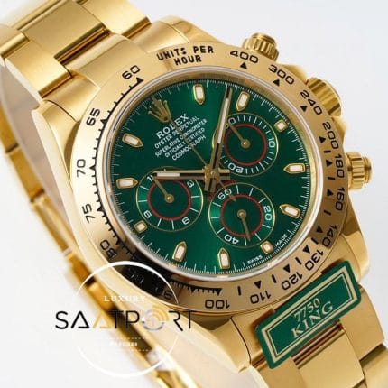 Rolex Daytona 116508 King Factory Yeşil Kadran 40 mm Gold Kasa Super Clone ETA
