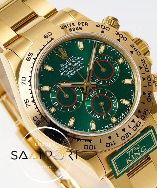 Rolex Daytona 116508 King Factory Yeşil Kadran 40 mm Gold Kasa Super Clone ETA