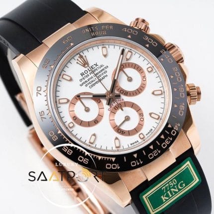 Rolex Daytona 116515 King Factory Beyaz Kadran 40 mm 904L Rose Kasa Super Clone ETA