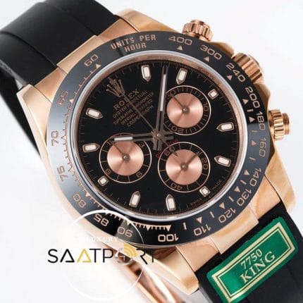 Rolex Daytona 116515 King Factory Siyah Kadran 40 mm 904L Rose Kasa Super Clone ETA