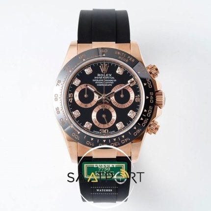 Rolex Daytona 116515 King Factory Taşlı Siyah Kadran 40 mm 904L Rose Kasa Super Clone ETA