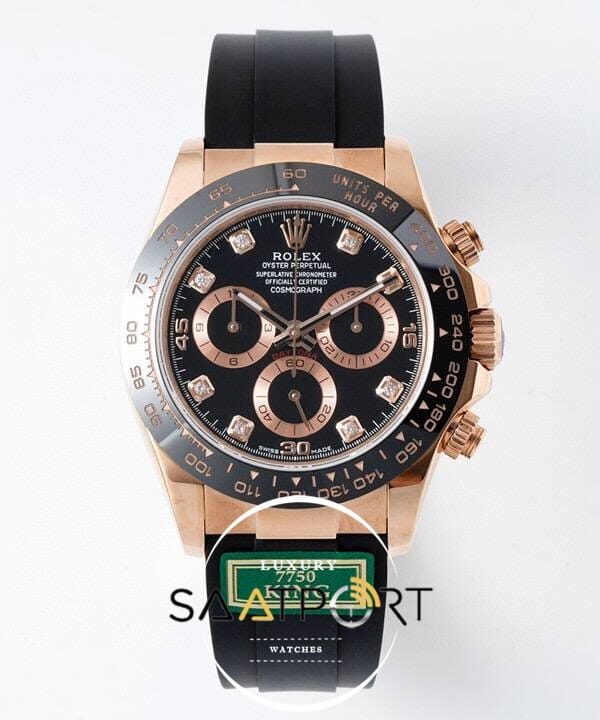 Rolex Daytona 116515 King Factory Taşlı Siyah Kadran 40 mm 904L Rose Kasa Super Clone ETA