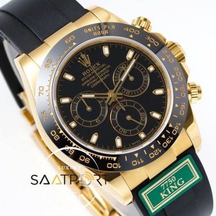 Rolex Daytona 116518 King Factory Siyah Kadran 40 mm 904L Gold Kasa Super Clone ETA