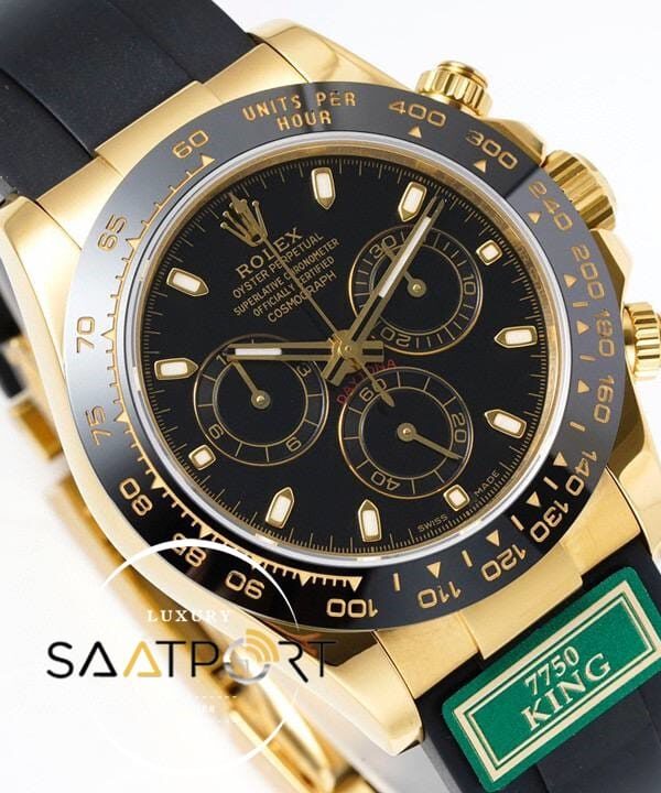 Rolex Daytona 116518 King Factory Siyah Kadran 40 mm 904L Gold Kasa Super Clone ETA
