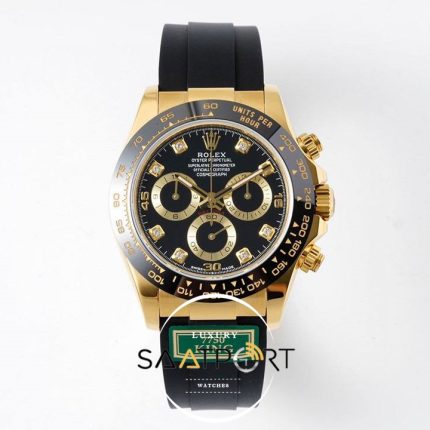 Rolex Daytona 116518 King Factory Taşlı Siyah Kadran 40 mm 904L Gold Kasa Super Clone ETA