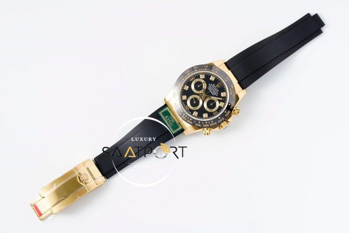 Rolex Daytona 116518 King Factory Taşlı Siyah Kadran 40 mm 904L Gold Kasa Super Clone ETA