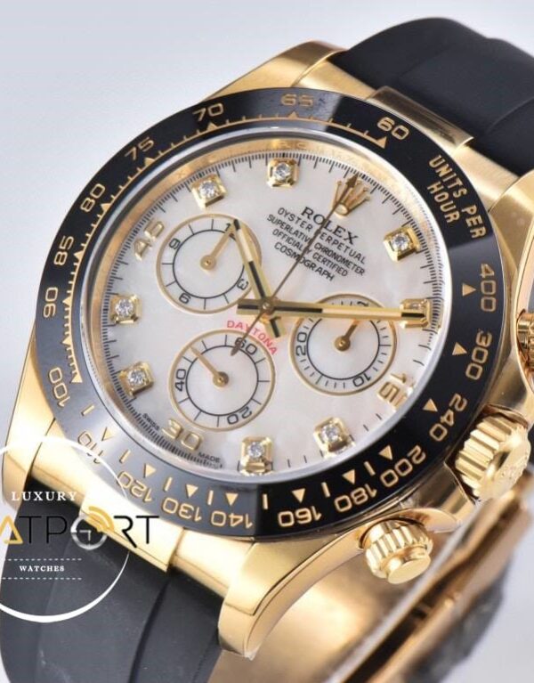 Rolex Daytona 4130 Clean Factory 40 mm Taşlı Beyaz Kadran Super Clone ETA
