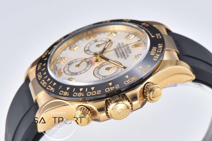 Rolex Daytona 4130 Clean Factory 40 mm Taşlı Beyaz Kadran Super Clone ETA